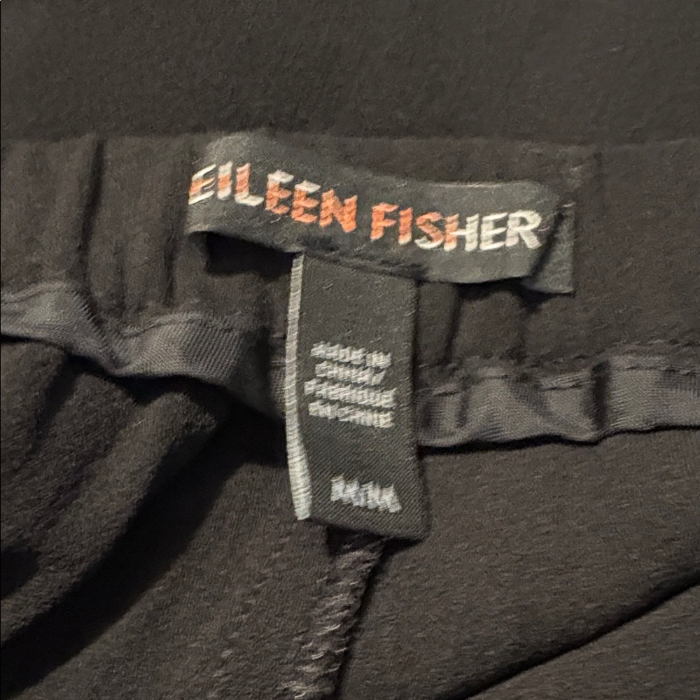 EILEEN FISHER 100% Silk Georgette Wide-Leg Crepe Cropped Pants in Black Size M - Picture 6 of 7